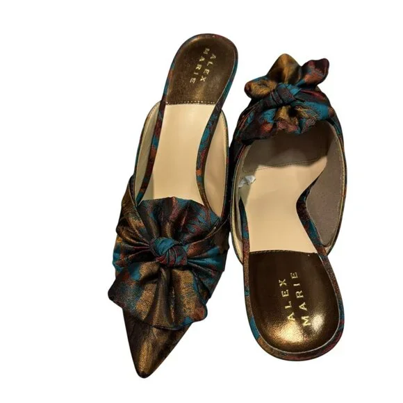 Alex Marie Metallic Floral Brocade Pointed Toe Mules | Size 9M NWT - Picture 14 of 14